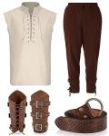 Men's Renaissance Pirate Costume Set with Arm Guards
