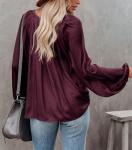 LAMISSCHE Deep V-Neck Chiffon Blouse with Lantern Sleeves