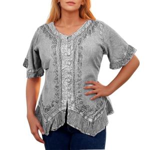 Agan Traders Boho Embroidered Asymmetrical Hem Top