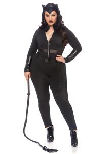 Black Cat Woman Costume Set, Plus Size