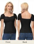 Black Ruffle Sleeved Top for Women