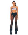 Black Sheer Mesh Flared Bell Bottom Rave Pants
