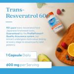 Trans-Resveratrol 600mg Capsules, Doctor's BEST, Non-GMO, Vegan