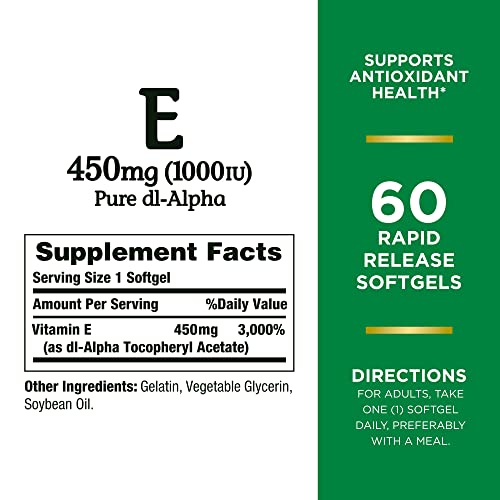 Nature's Bounty Vitamin E 1000 IU Softgels, Antioxidant & Immune Support, 1 Pack