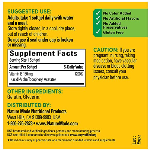 Potent Nature Made Vitamin E: 100 Softgels