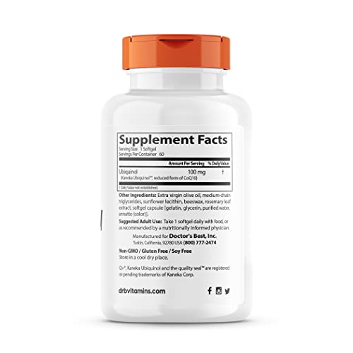 100% Natural Ubiquinol CoQ10 for Heart Health, 60 Softgels