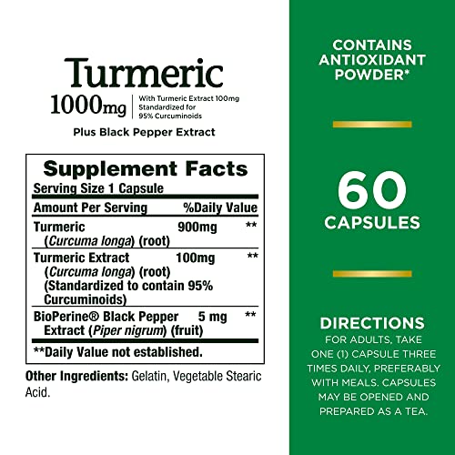 Turmeric with Black Pepper Extract, 1000mg, 60 Capsules
