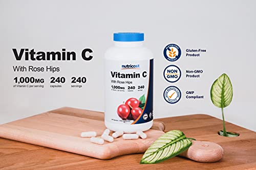 Nutricost Vitamin C with Rose HIPS 1025mg Capsules