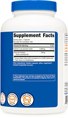 Nutricost Vitamin C with Rose HIPS 1025mg Capsules