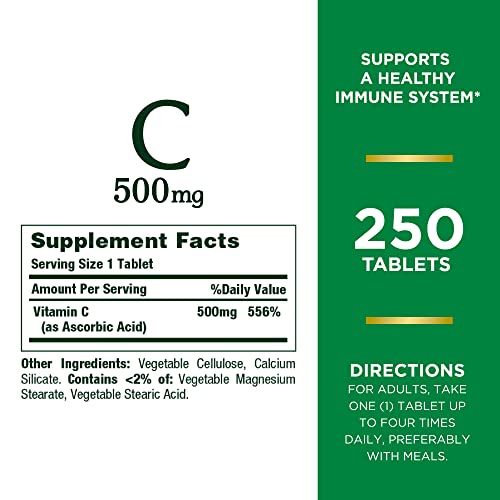 Nature's Bounty Vitamin C 500mg, 250 Tablets, Healthy Immune Support