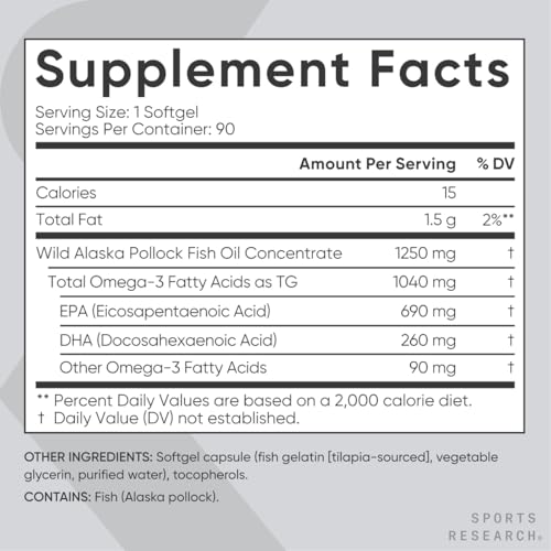 Triple Strength Omega 3 Fish Oil from Wild Alaskan Pollock