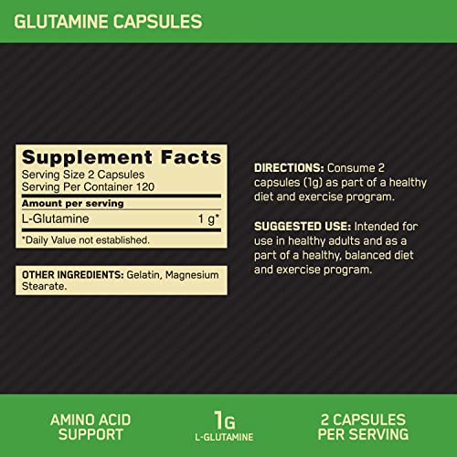 Optimum Nutrition L-Glutamine Capsules, 1000mg, 240 Count