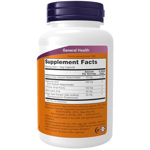 NOW Hyaluronic Acid Double Strength Capsules with L-Proline
