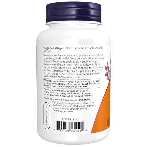 NOW Hyaluronic Acid Double Strength Capsules with L-Proline