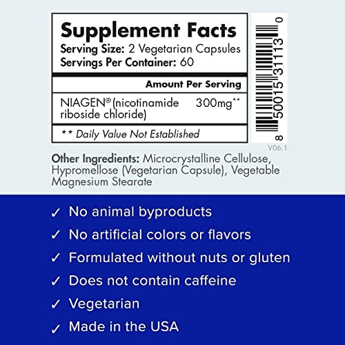 TRU NIAGEN 150mg | Patented NAD+ Supplement | 60 Servings