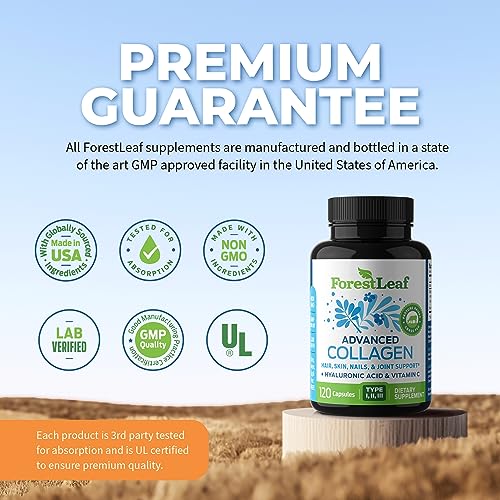 ForestLeaf Multi Collagen Pills with Hyaluronic Acid + Vitamin C - 120 Caps