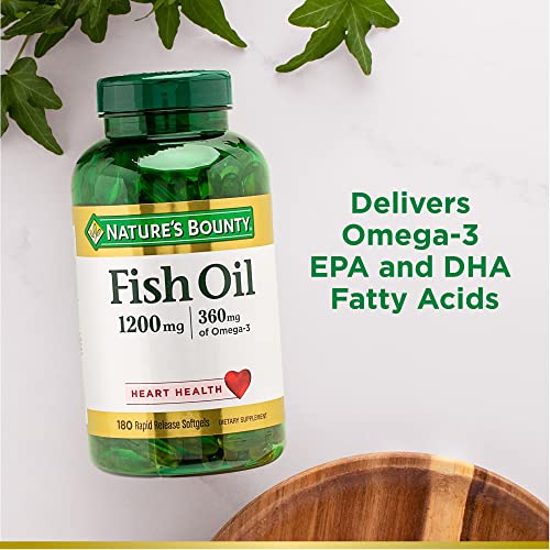 Nature’s Bounty Fish Oil 1200 mg, Heart Health, Omega 3 EPA & DHA, 360 Softgels Twin Pack