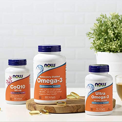 NOW Omega-3 EPA/DHA Capsules, Heart Health, 200 Count