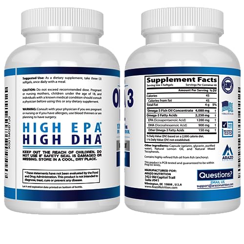 Arazo Nutrition Wild Caught Omega 3 Fish Oil Softgels