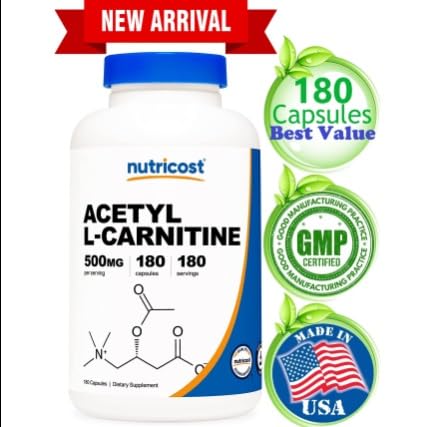 Acetyl L-Carnitine 500mg - 180 Capsules - Non-GMO