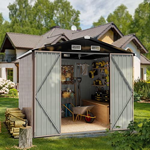 Aoxun Outdoor Metal Storage Shed for Garden, 6.4x4 FT