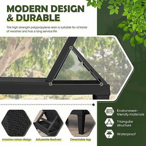 Devoko 2-Pack Adjustable Chaise Lounge Set - Black