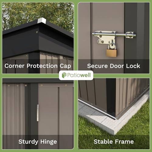 Metal Tool Shed with Lockable Door for Patio Garden