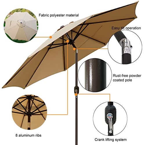 Blissun 9ft Patio Umbrella with Push Button Tilt