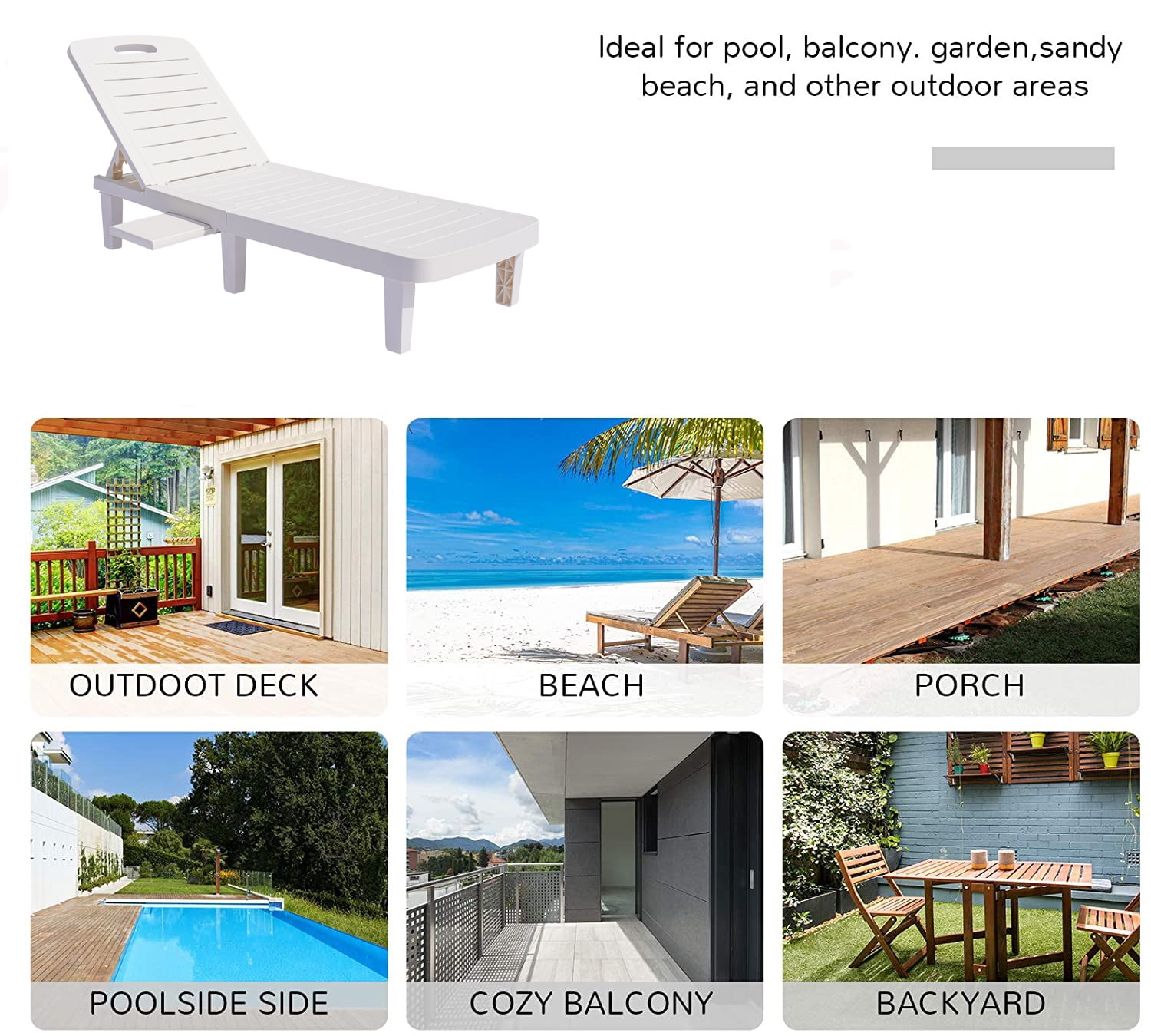 Set of 2 Patio Lounge Chairs with Side Table