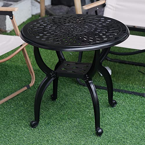 Centennial Cast Aluminum Round Bistro Table-Black Outdoor Garden