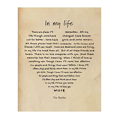 In My Life" Beatles Song Lyrics Wall Art