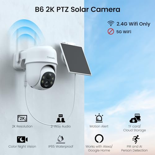 2K Home Security Cameras with Solar Power (2 Pack)