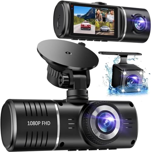 Triple Dash Cam with 32GB Card, HDR