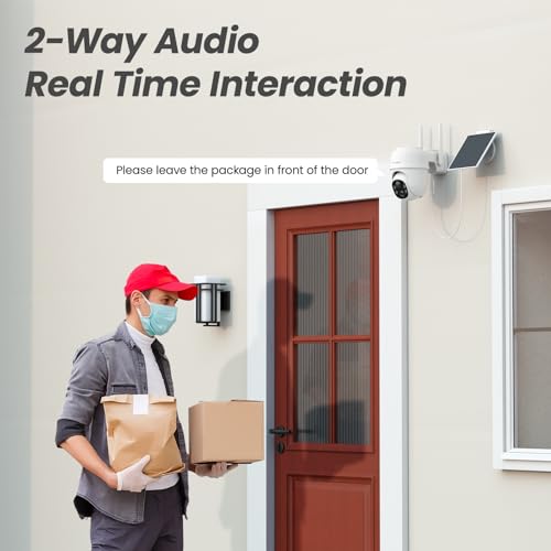 2K Home Security Cameras with Solar Power (2 Pack)