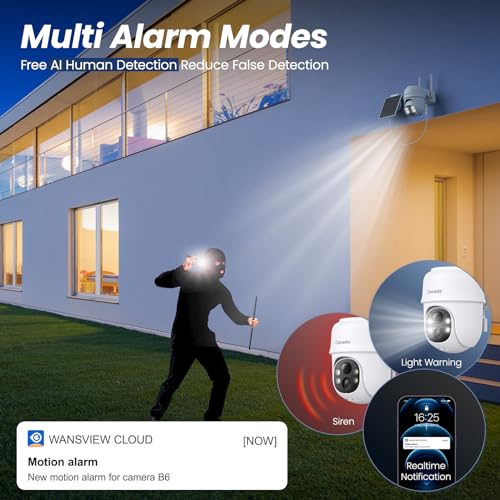 2K Home Security Cameras with Solar Power (2 Pack)