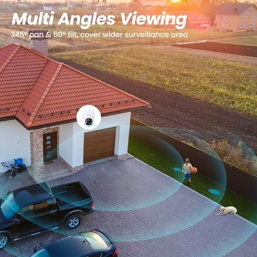 2K Home Security Cameras with Solar Power (2 Pack)