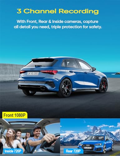 Triple-channel 1080P Car Dash Cam with Night Vision