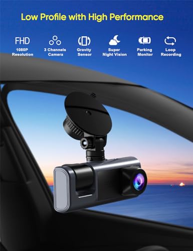Triple-channel 1080P Car Dash Cam with Night Vision