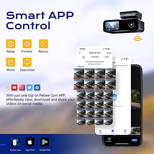 Pelsee P1 Duo Dash Cam - Dual Front/Rear, 4K