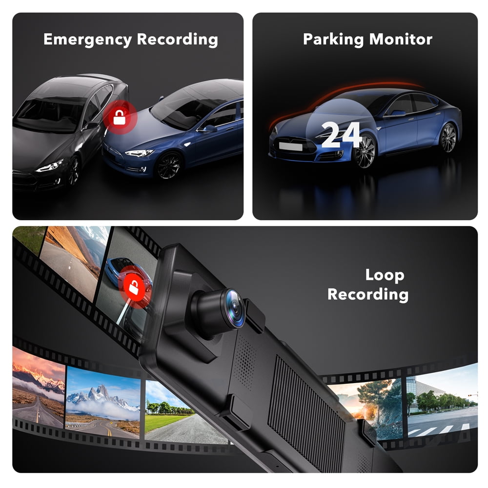 REDTIGER 11" UHD Touch Screen Car Mirror Dash Cam