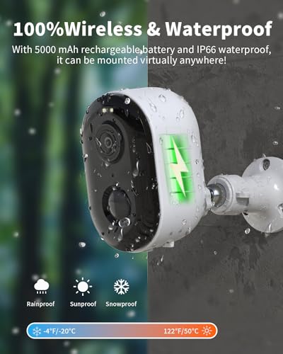 Wireless Outdoor Security Camera with 1080P Color Night Vision and AI Motion Detection