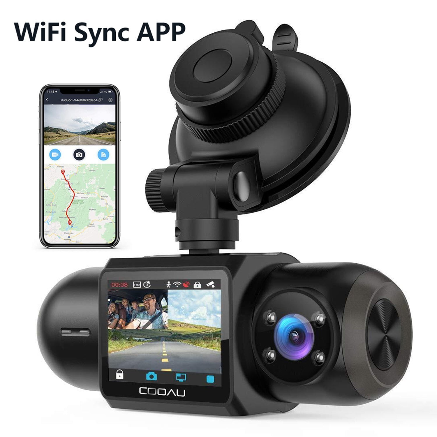 2.5K WiFi Dual Dash Cam with GPS & Speed