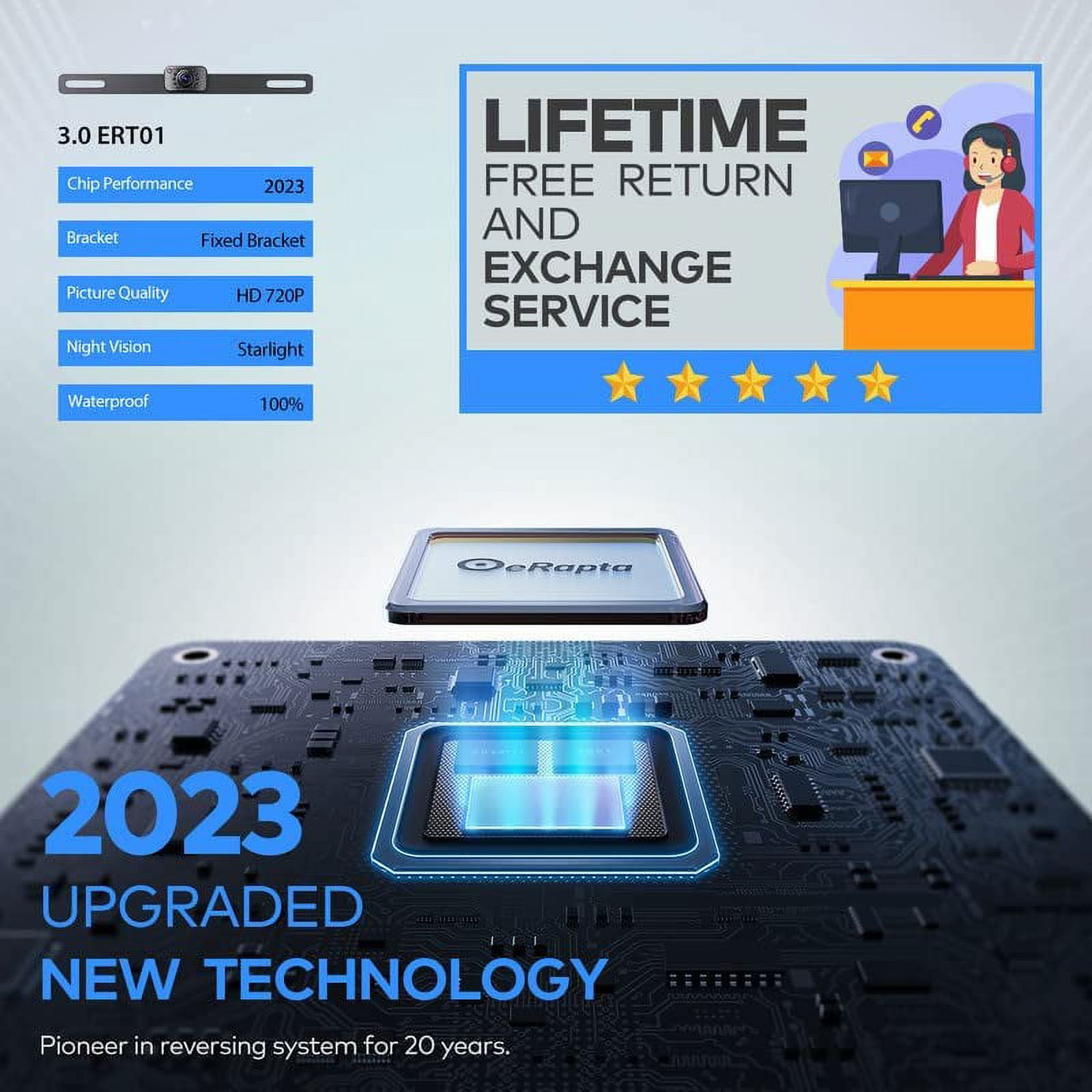 eRapta ERT01 HD Car Backup Camera - 149° Wide Angle