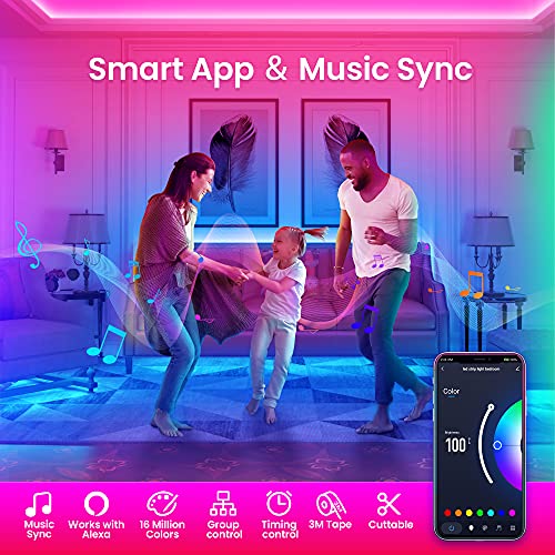 TJOY 100ft Smart RGB LED Strip Lights with Alexa
