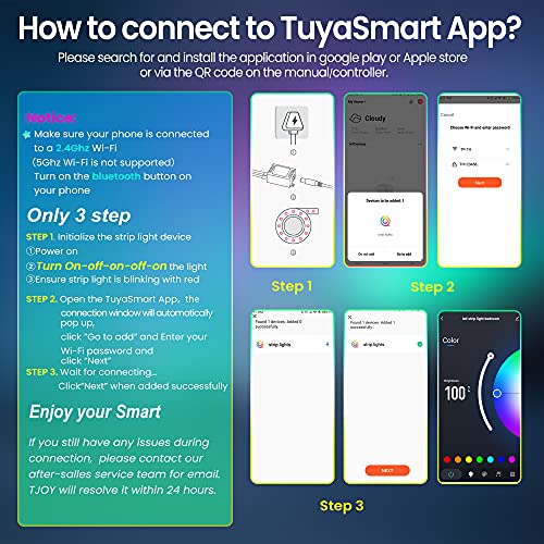 TJOY 100ft Smart RGB LED Strip Lights with Alexa