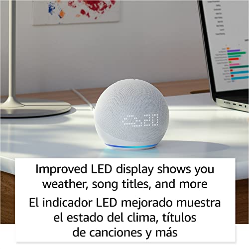 Echo Dot (5th Gen, 2022) with Clock, Alexa, Glacier White