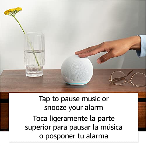 Echo Dot (5th Gen, 2022) with Clock, Alexa, Glacier White