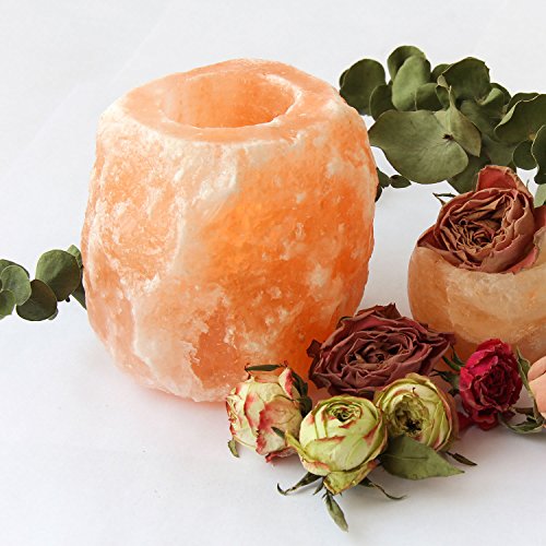 Hand Carved Himalayan Salt Candle Holder for Home