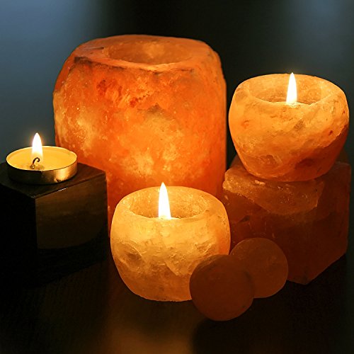 Hand Carved Himalayan Salt Candle Holder for Home