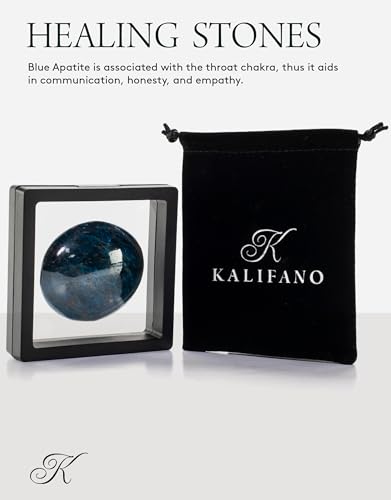 KALIFANO Blue Apatite Palm Stone for Healing and Intuition